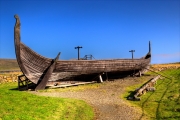 Replica Viking longboat near Haroldswick.