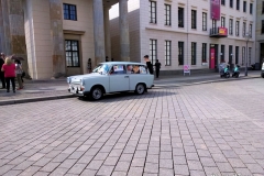 DJ in a Trabant at the Brandenburg Gate