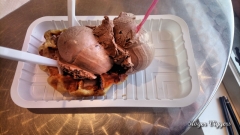 Chocolate ice cream and waffles