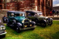 1929 Ford Model A and a Morris Oxford.The Oxford was known as the "bullnose" while the Ford was imported from the USA in the 1950s by the present owner's father.
