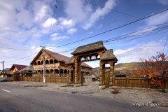 Hotel and entrance, Oncesti, Romania